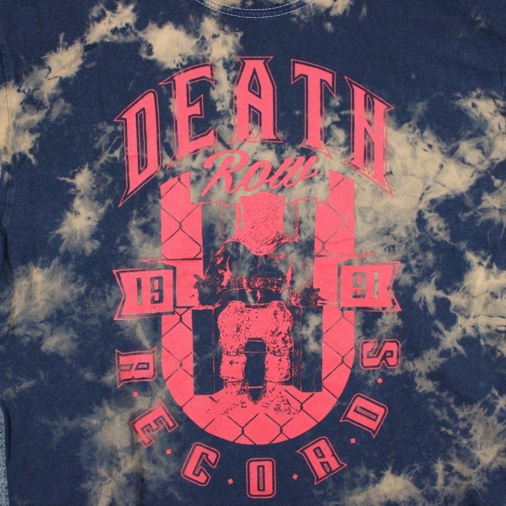Death Row Records Acid Wash Tie Dye Graphic T-Shirt Navy Red Mens 1X - Picture 3 of 10